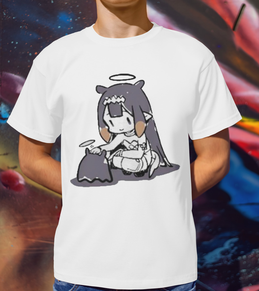 Hololive Ninomae Inanis Tako Fan Art Cute Anime Character Interaction T-Shirt