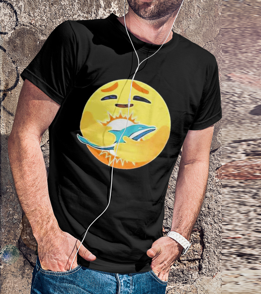 Miami Dolphins Emoji Hugging Dolphin T-Shirt