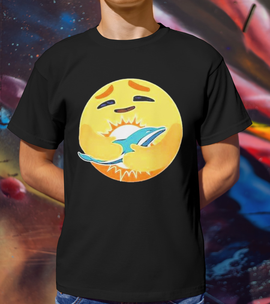 Miami Dolphins Emoji Hugging Dolphin T-Shirt