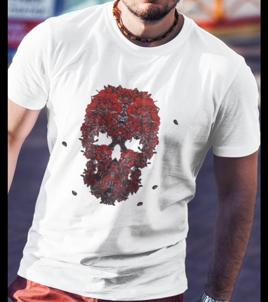 Kai Wachi Red Floral Skull T-Shirt