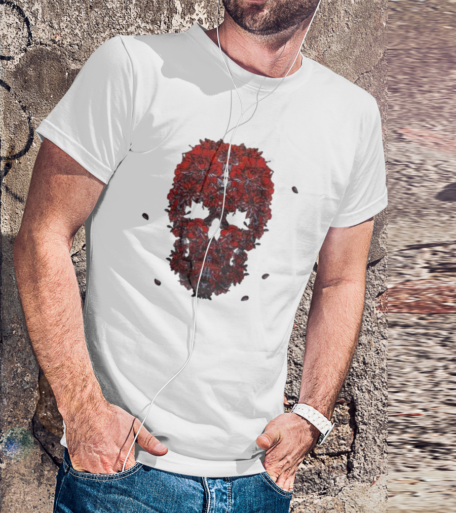 Kai Wachi Red Floral Skull T-Shirt