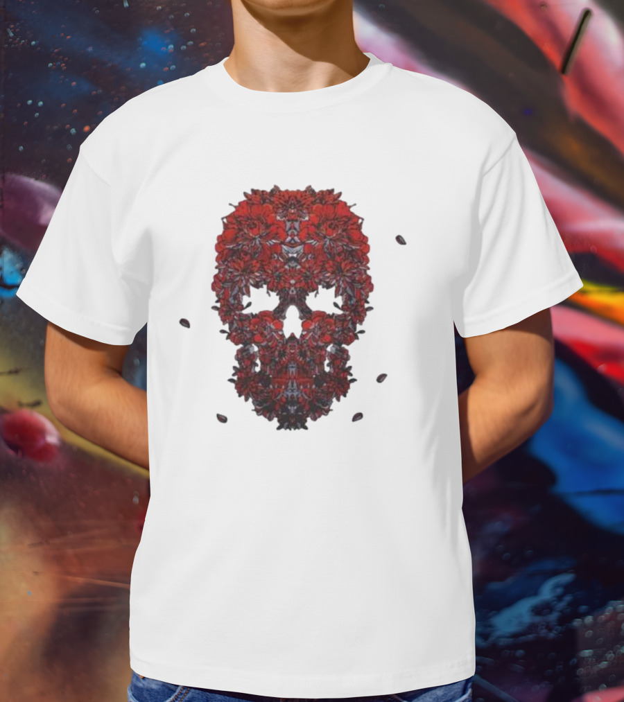 Kai Wachi Red Floral Skull T-Shirt