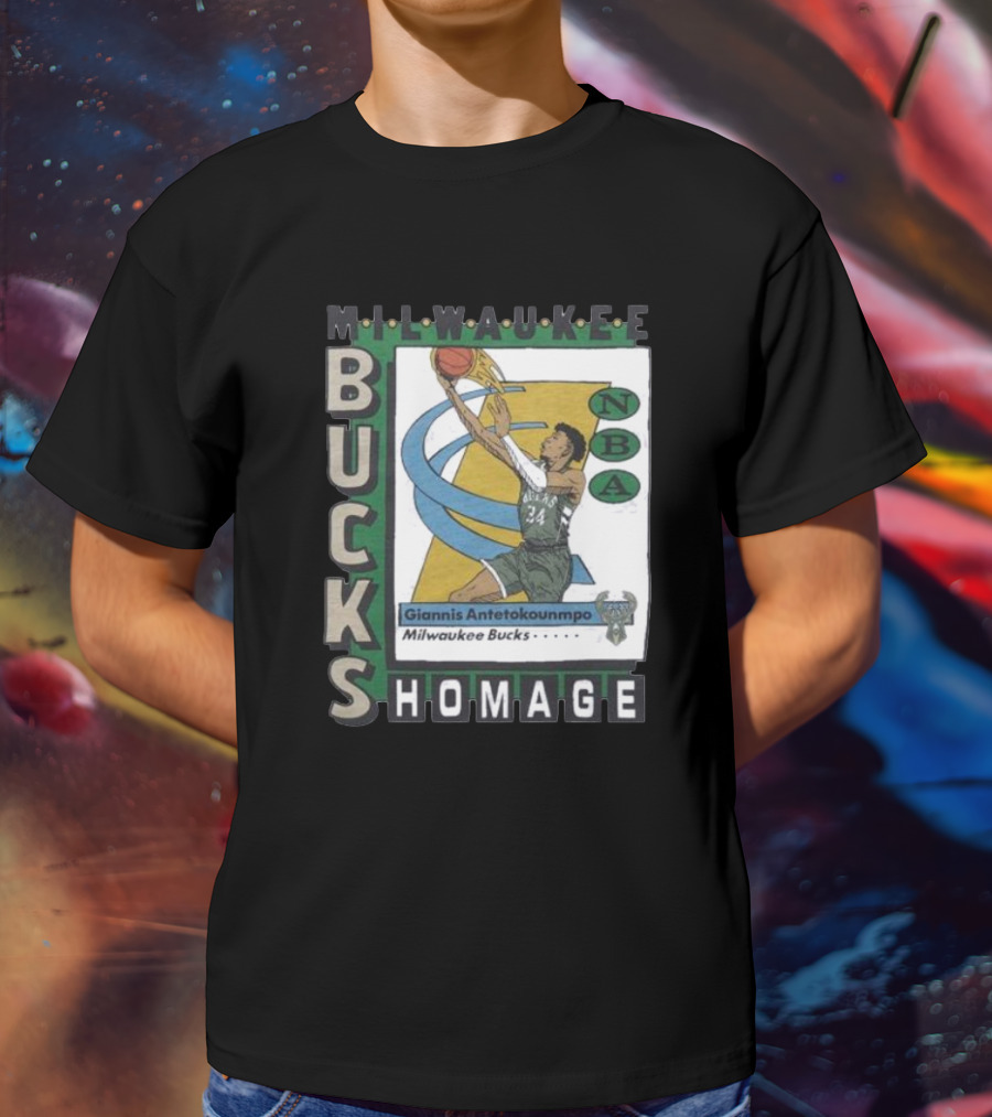 Milwaukee Bucks Giannis Antetokounmpo NBA Homage Trading Card T-Shirt