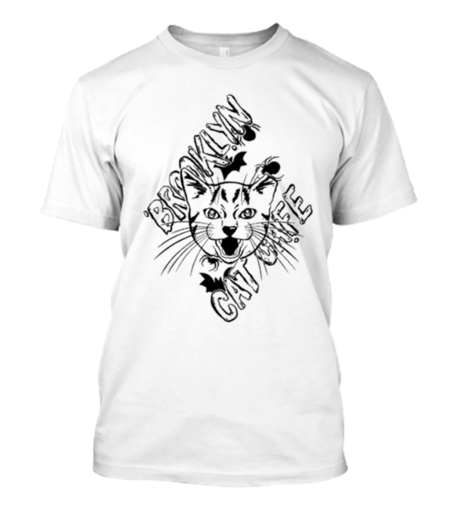Brooklyn Cat Cafe Halloween Cat And Bat T-Shirt