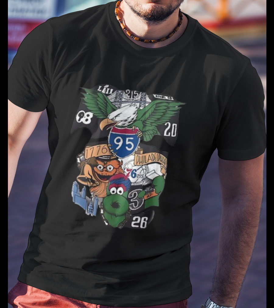 Dunphy 215 Tattoo Philadelphia Eagles I-95 76ers 26ers Liberty Bell Fanatic T-Shirt