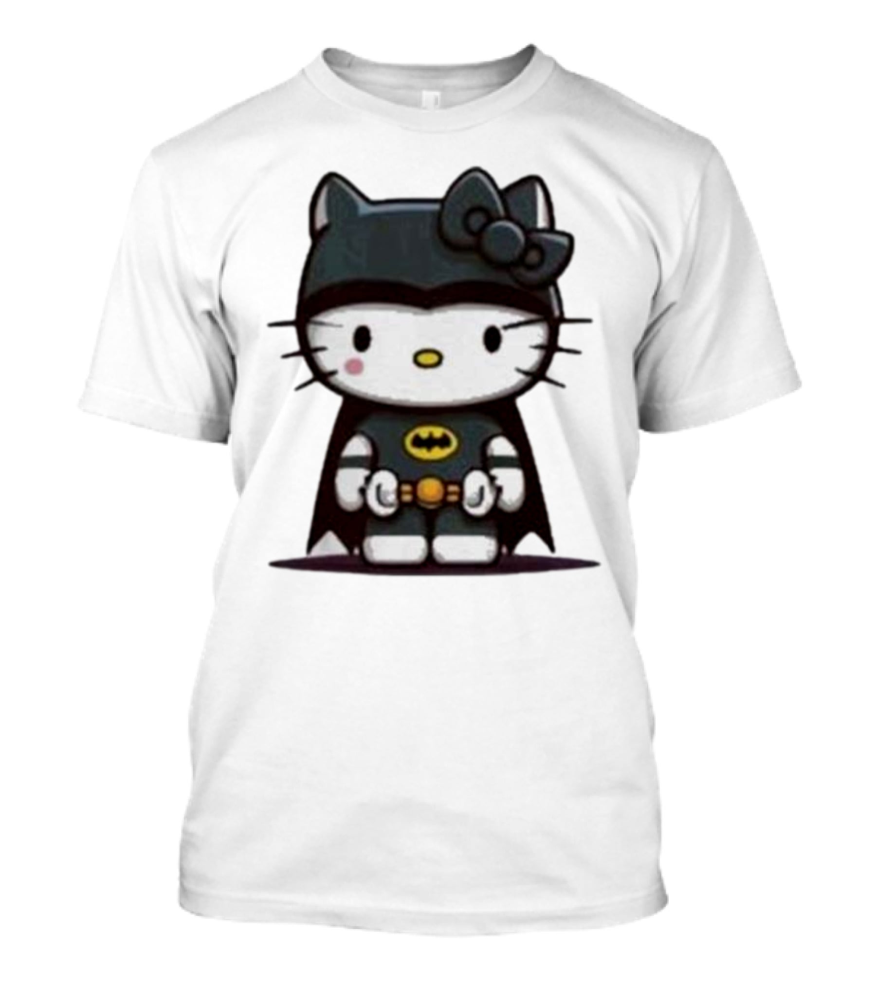 Hello Kitty Batman Crossover Character With Bat Symbol Costume T-Shirt