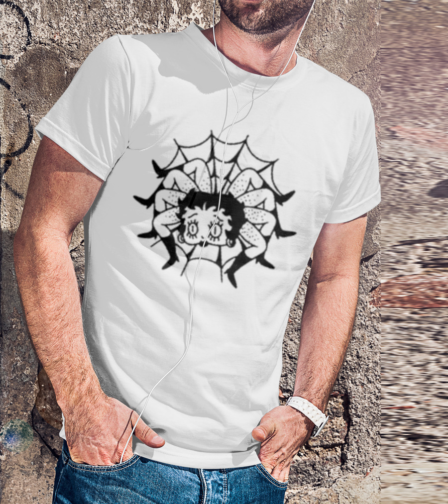 Junkyard Dtf Spiderweb Betty Boop Spider Image T-Shirt