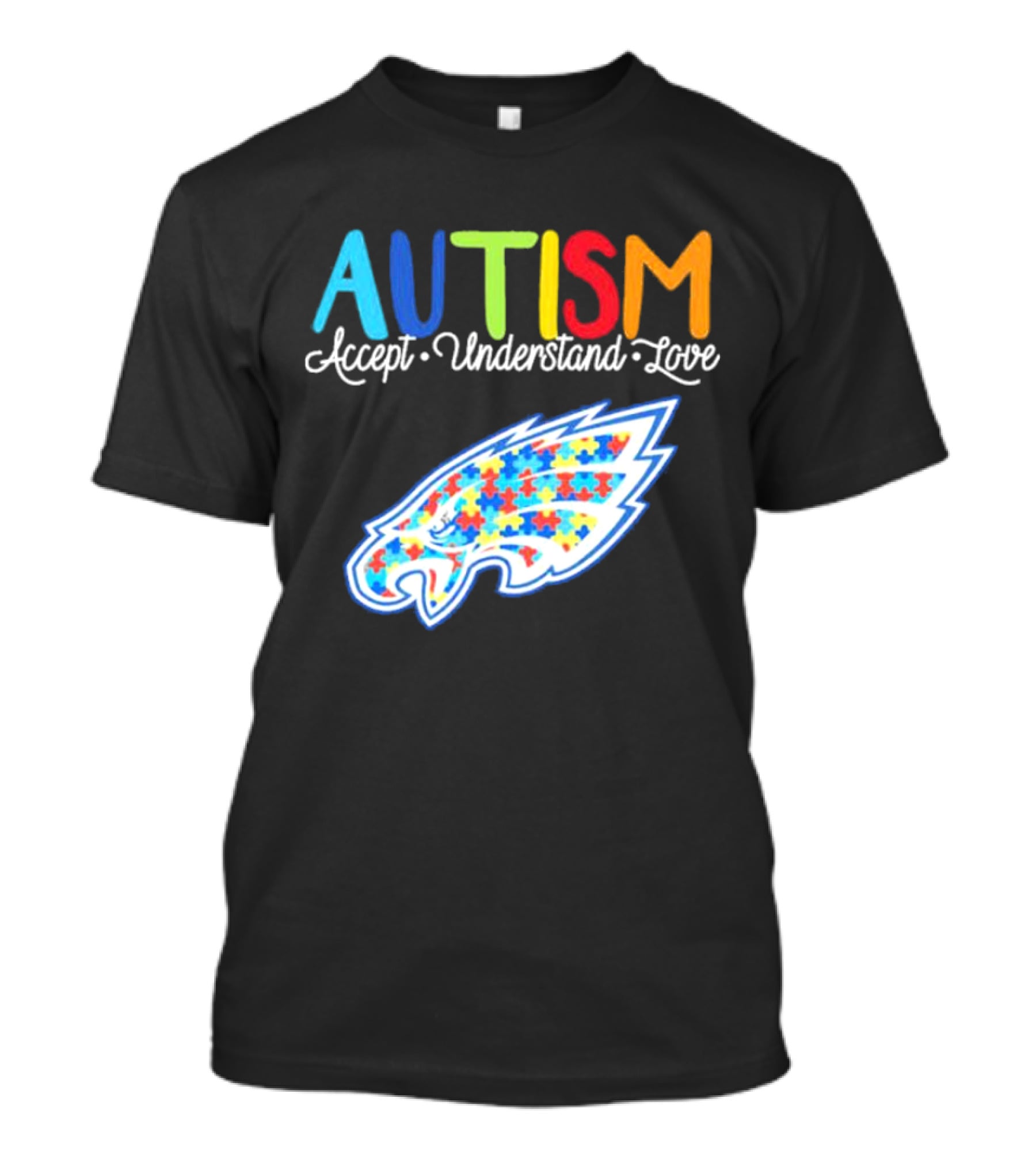 Philadelphia Eagles Autism Accept Understand Love Puzzle T-Shirt