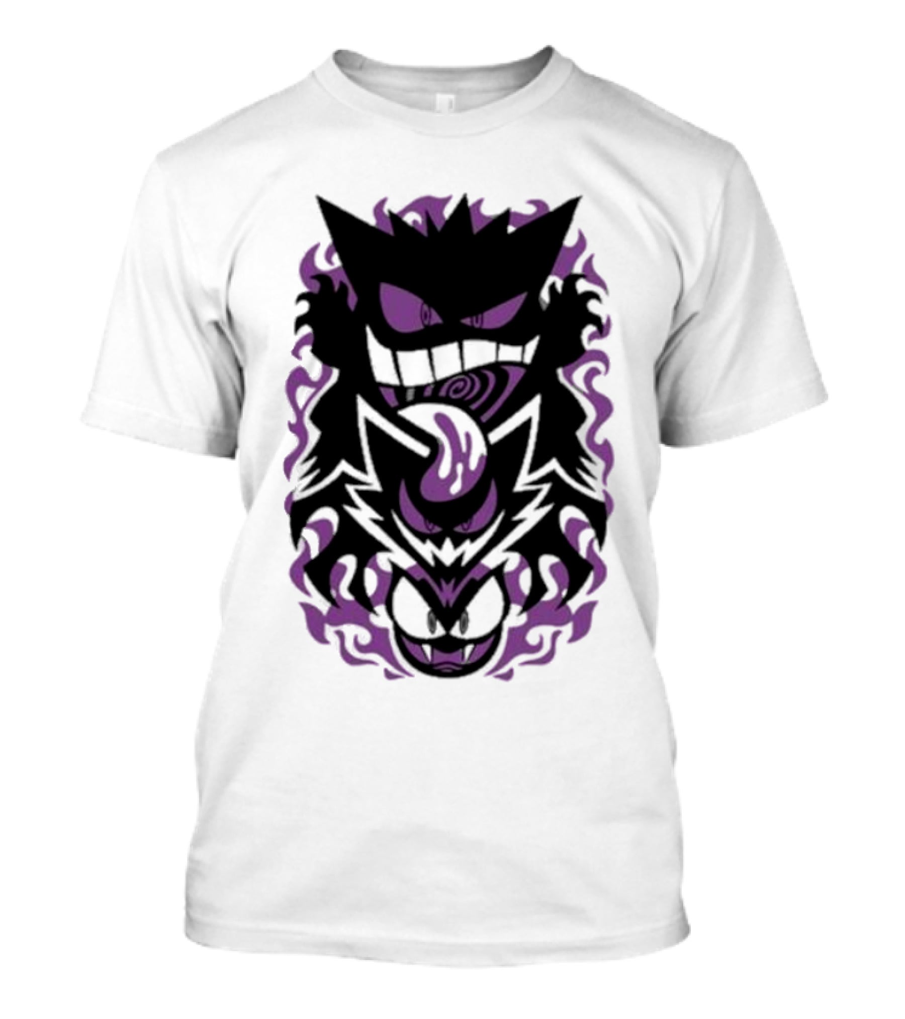 Versiris Haunted Gengar Gastly Ghastly Purple Flames T-Shirt