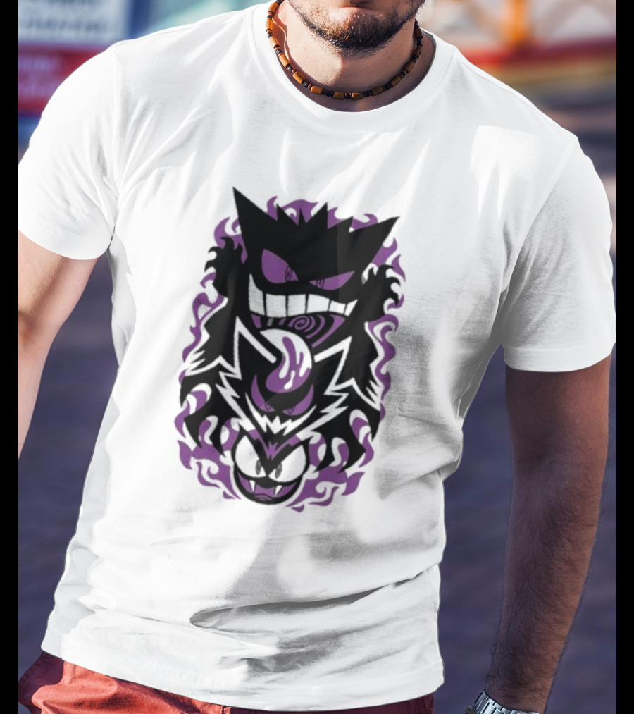 Versiris Haunted Gengar Gastly Ghastly Purple Flames T-Shirt