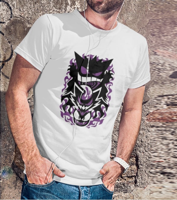 Versiris Haunted Gengar Gastly Ghastly Purple Flames T-Shirt
