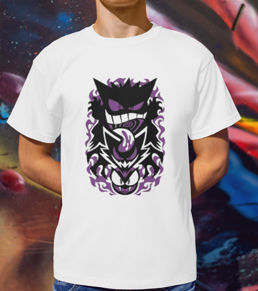Versiris Haunted Gengar Gastly Ghastly Purple Flames T-Shirt