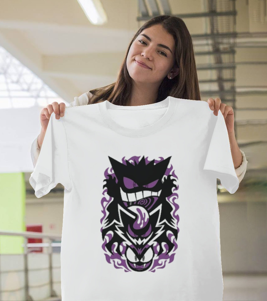 Versiris Haunted Gengar Gastly Ghastly Purple Flames T-Shirt