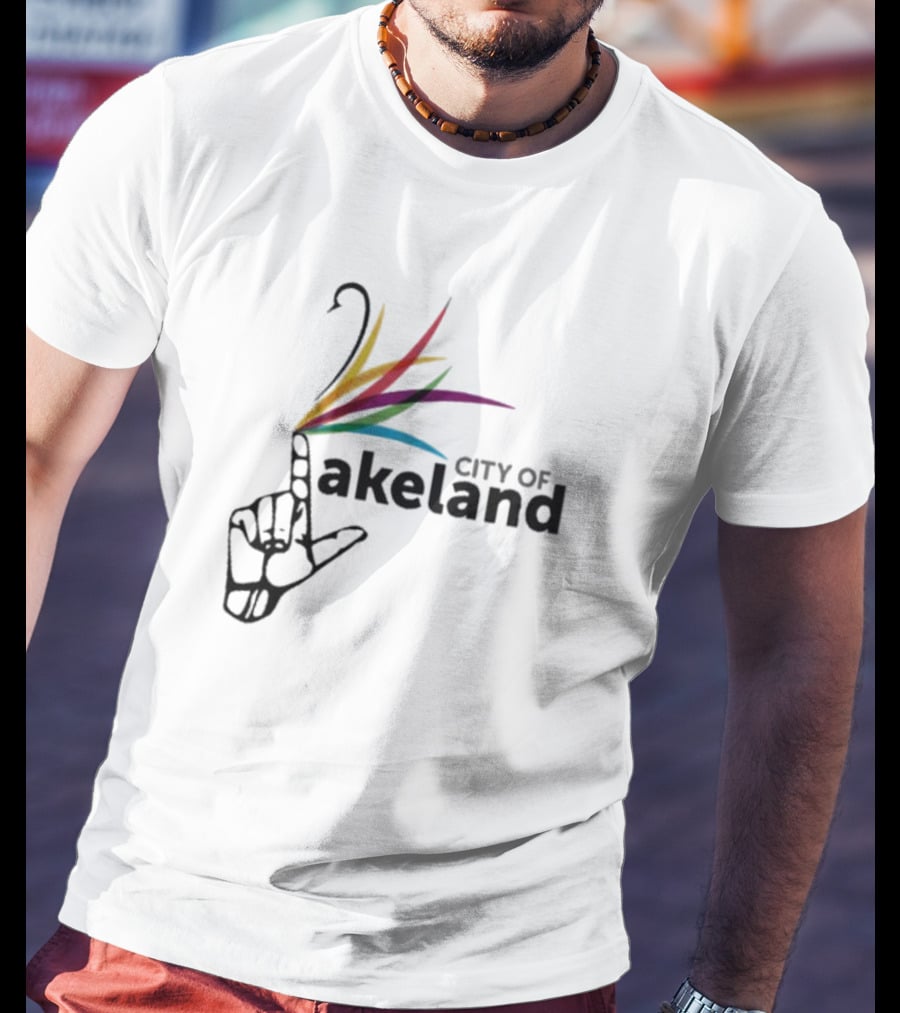City Of Lakeland Hand Gesture With Colorful Feathers T-Shirt