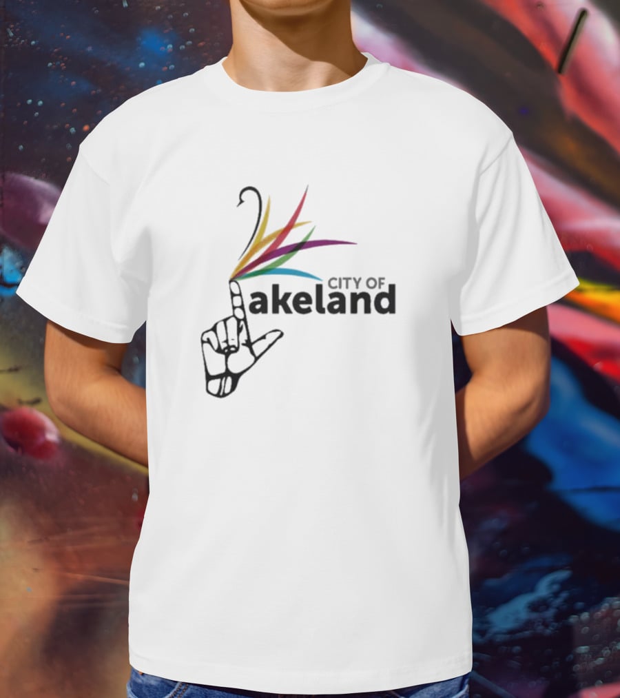 City Of Lakeland Hand Gesture With Colorful Feathers T-Shirt