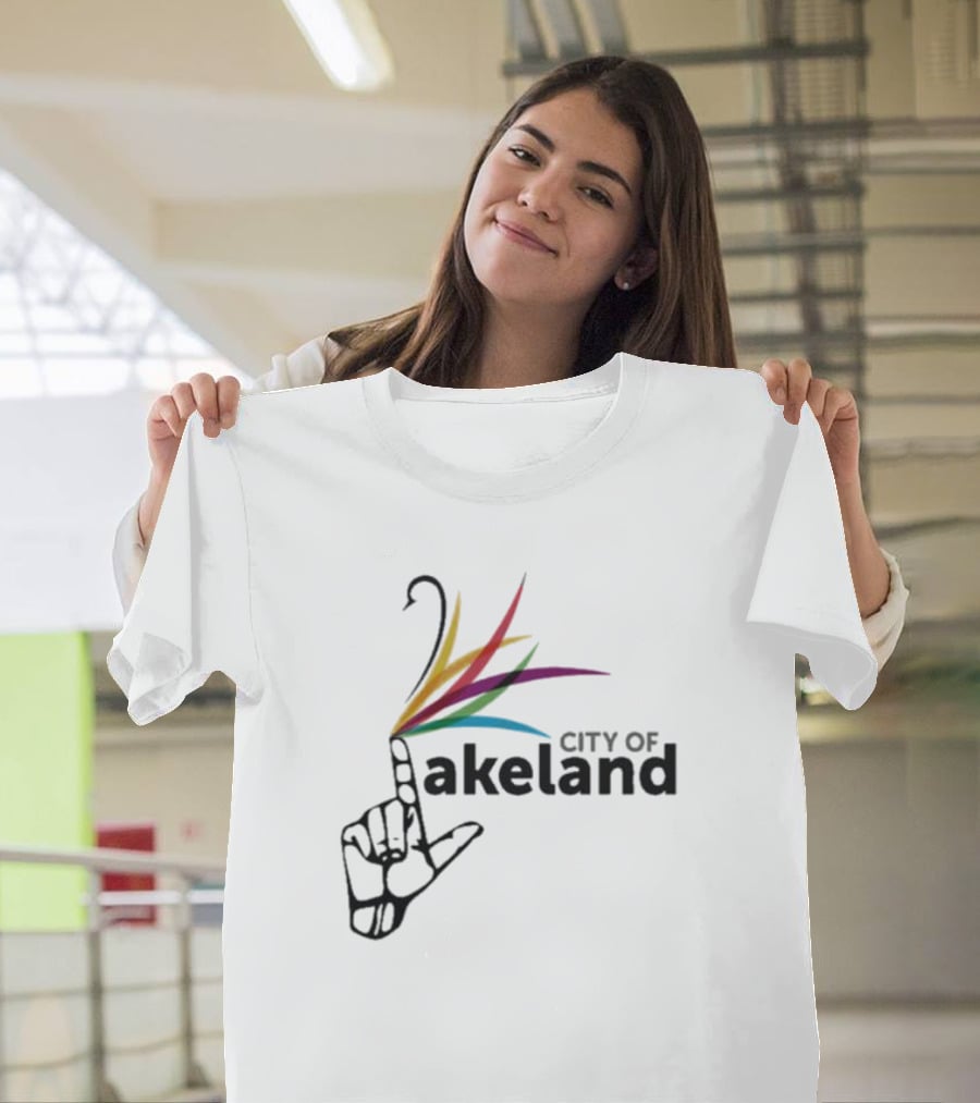 City Of Lakeland Hand Gesture With Colorful Feathers T-Shirt
