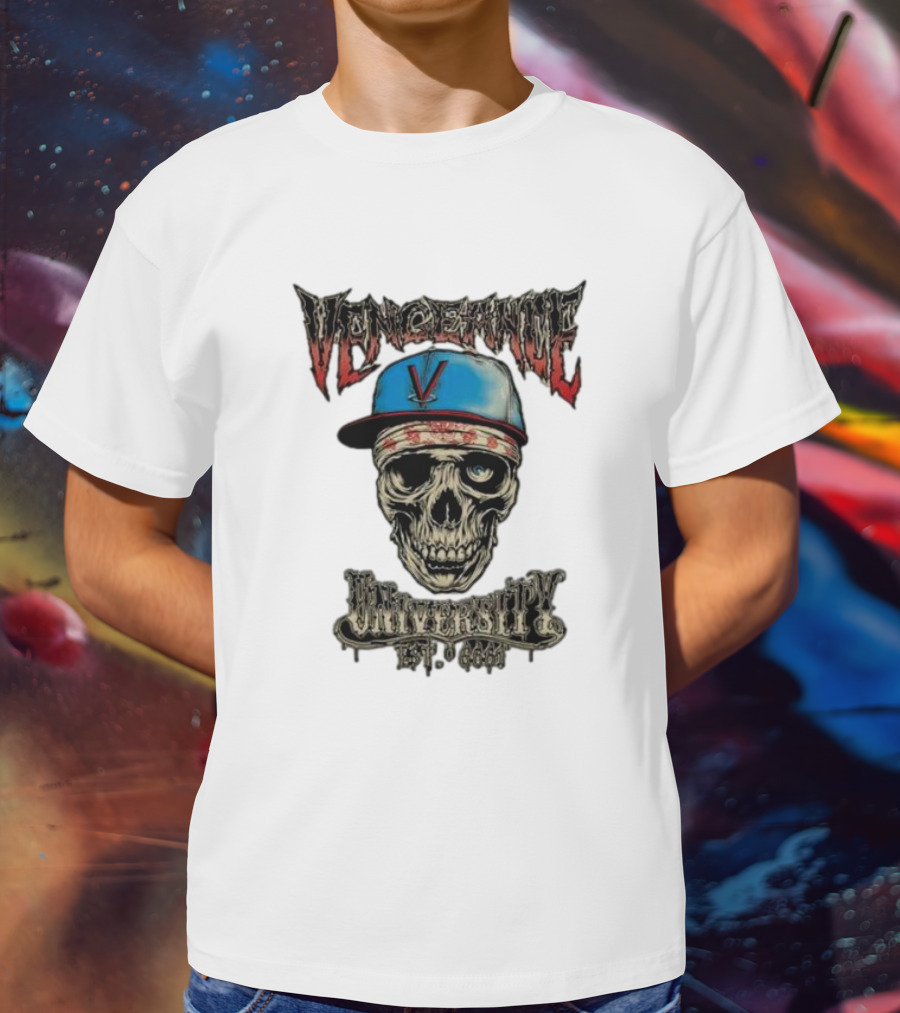 Vengeance University Zacky Vengeance Skull Cap Est 666 T-Shirt