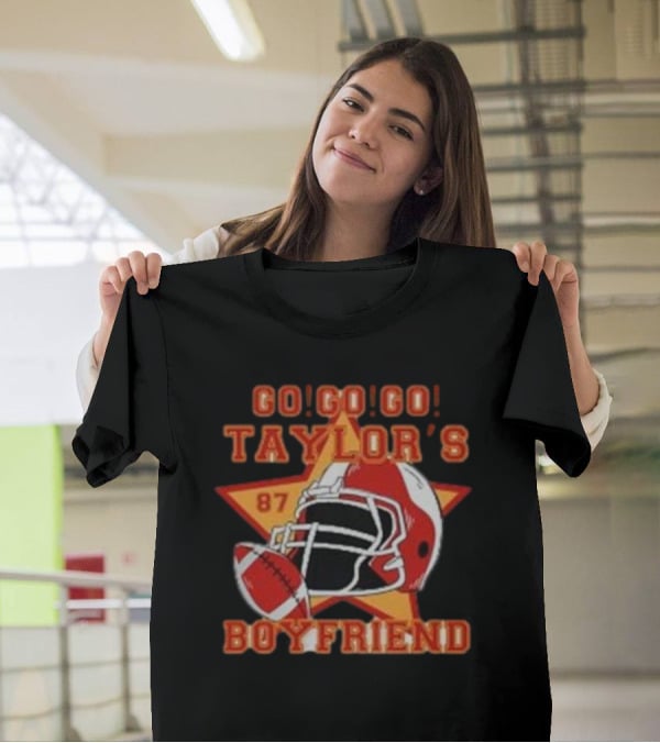 Go Go Go Taylor's Boyfriend 87 Football Helmet T-Shirt
