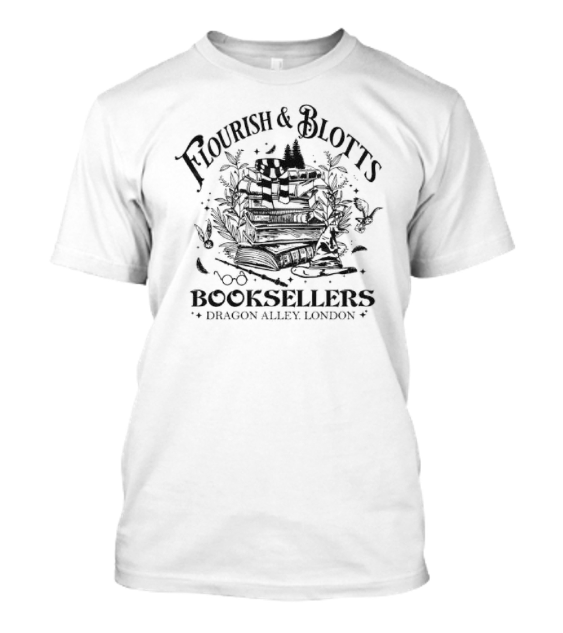 Flourish And Blotts Booksellers Dragon Alley London Wizard Books And Magical Creatures T-Shirt