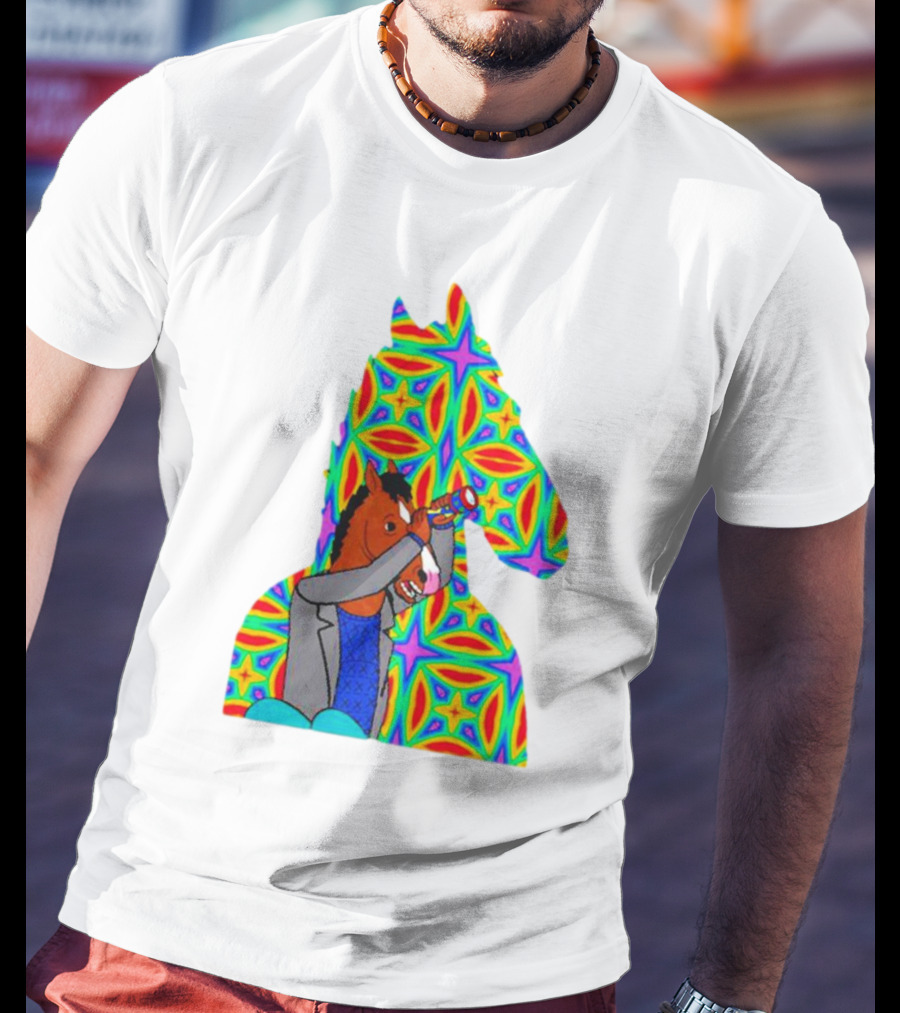 Psychedelic Bojack Horseman Silhouette With Colorful T-Shirt