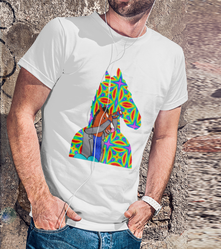 Psychedelic Bojack Horseman Silhouette With Colorful T-Shirt