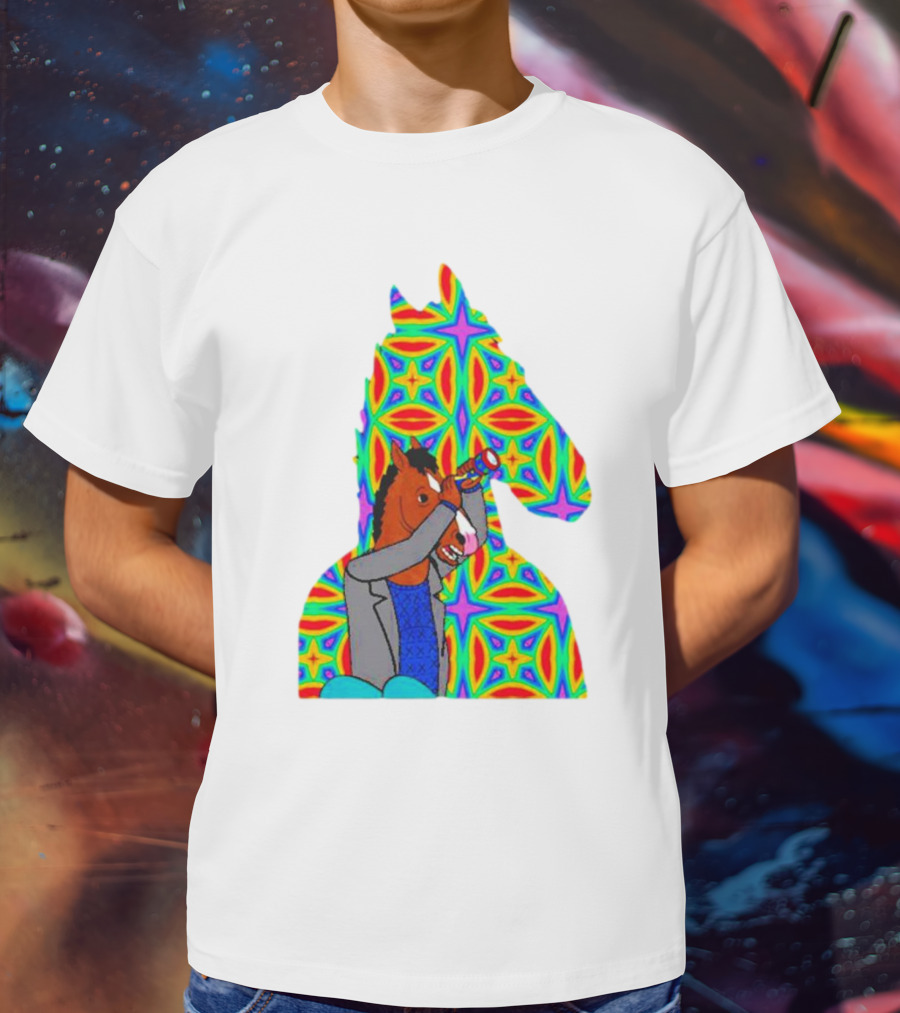 Psychedelic Bojack Horseman Silhouette With Colorful T-Shirt