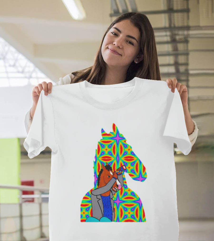 Psychedelic Bojack Horseman Silhouette With Colorful T-Shirt