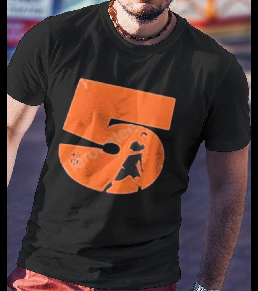 Sergio 5 Soccer Player Silhouette Orange T-Shirt
