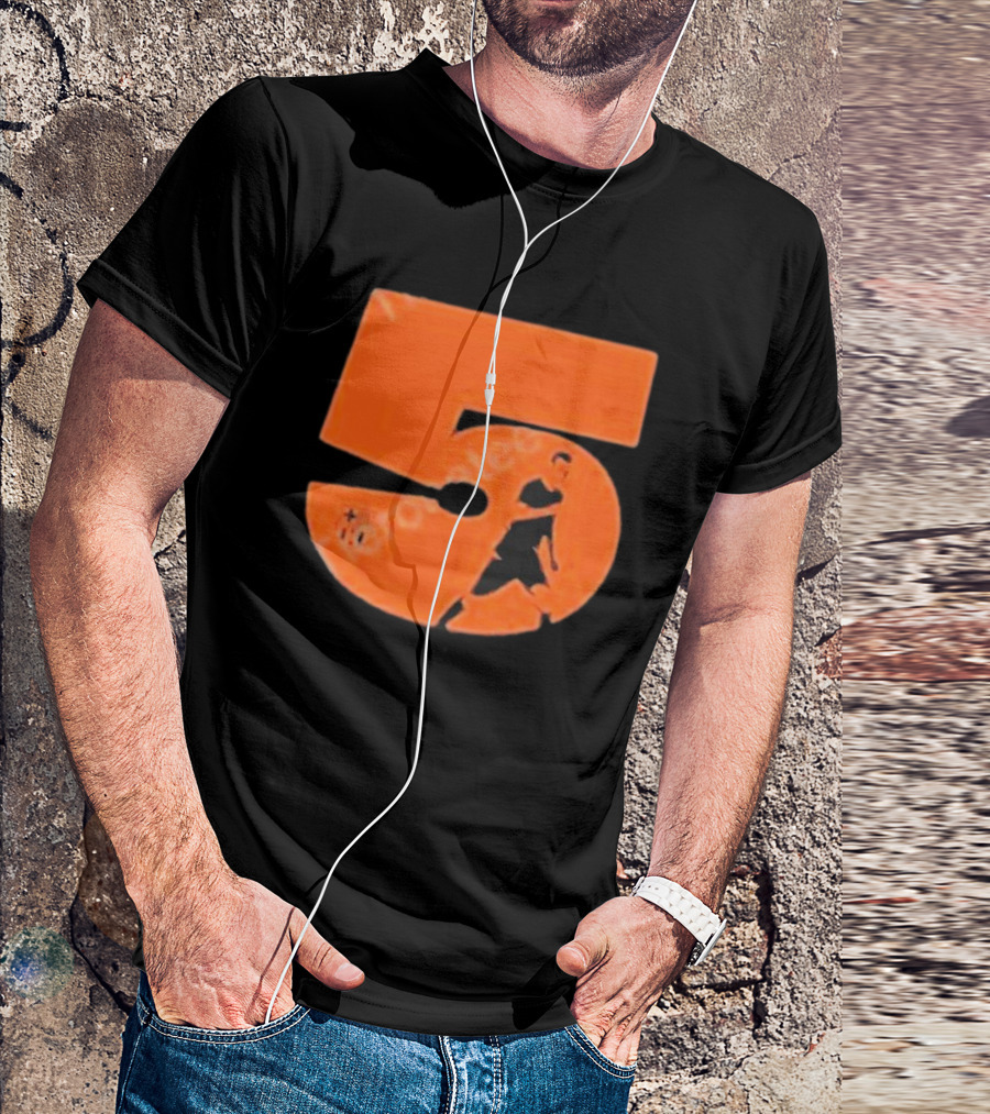 Sergio 5 Soccer Player Silhouette Orange T-Shirt