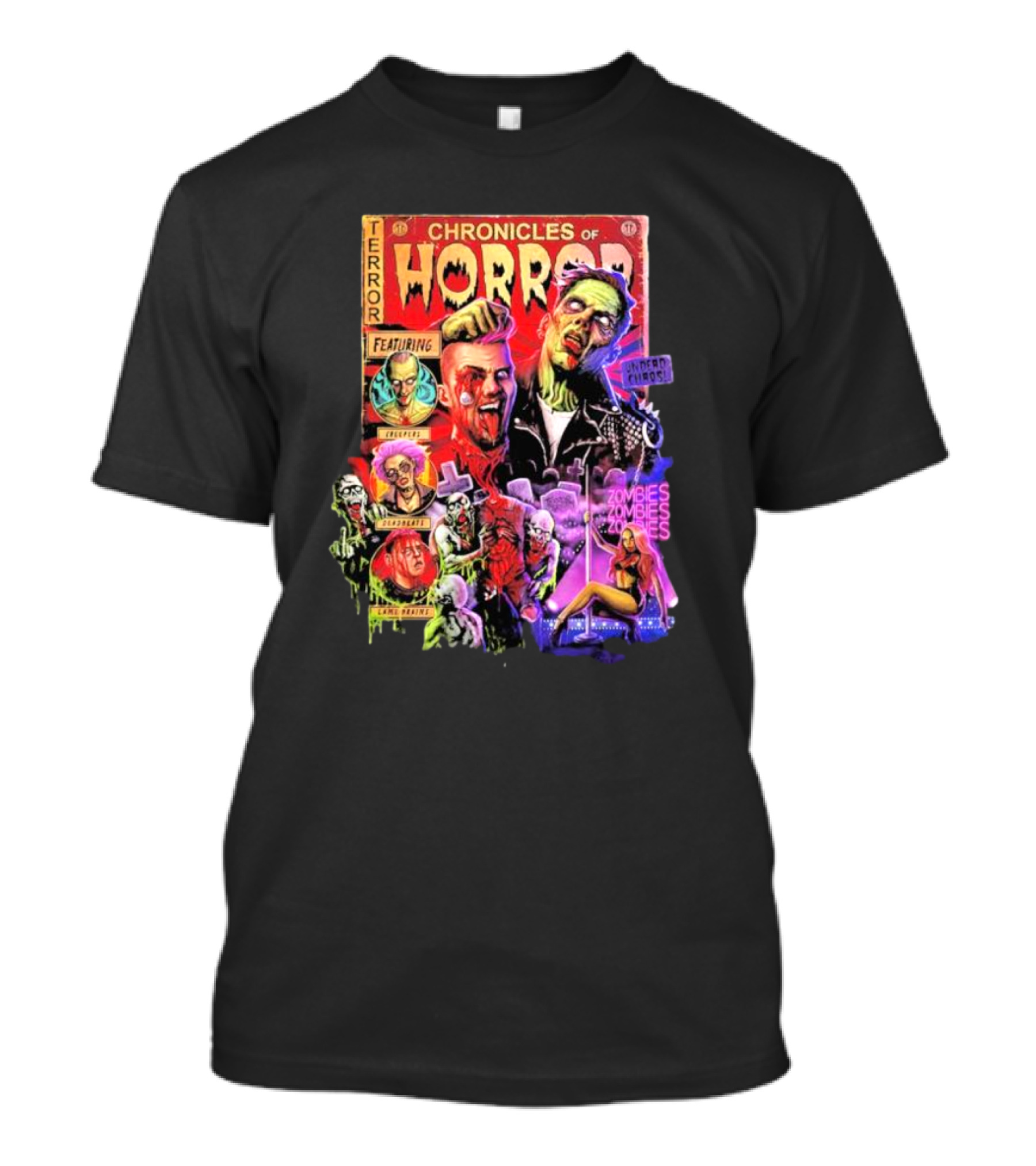 Chronicles Of Horror Terror Featuring Undead Chaos Zombies T-Shirt