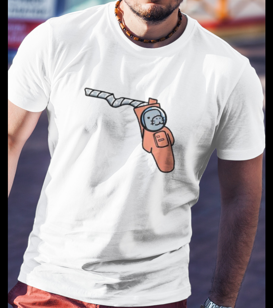 Florida Astronauts Manatee In Space Helmet Floating In Orange Suit T-Shirt