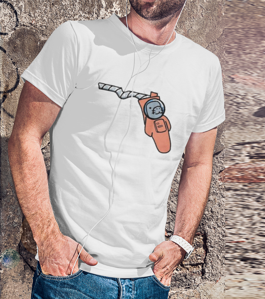 Florida Astronauts Manatee In Space Helmet Floating In Orange Suit T-Shirt