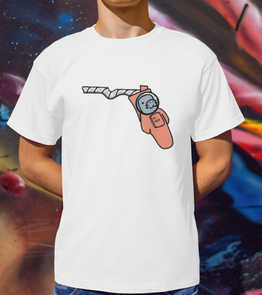 Florida Astronauts Manatee In Space Helmet Floating In Orange Suit T-Shirt