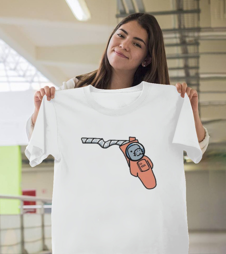 Florida Astronauts Manatee In Space Helmet Floating In Orange Suit T-Shirt