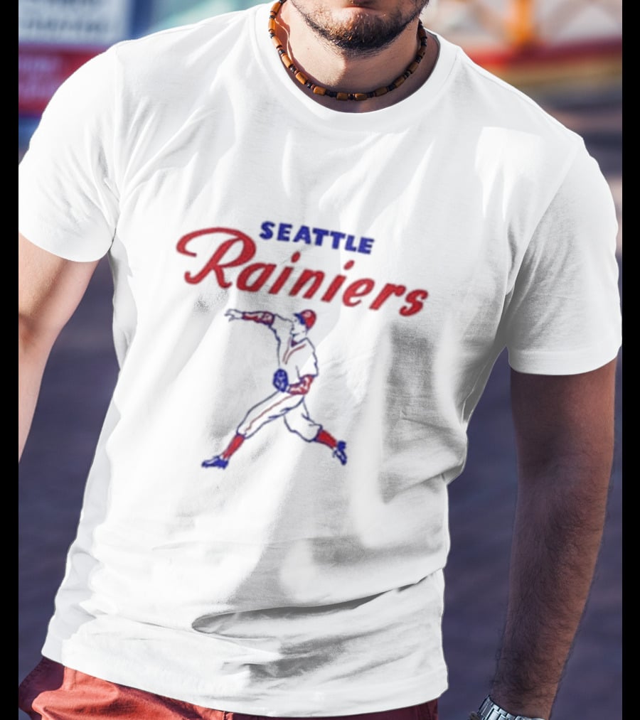 Seattle Rainiers Vintage Baseball Player Throwing T-Shirt