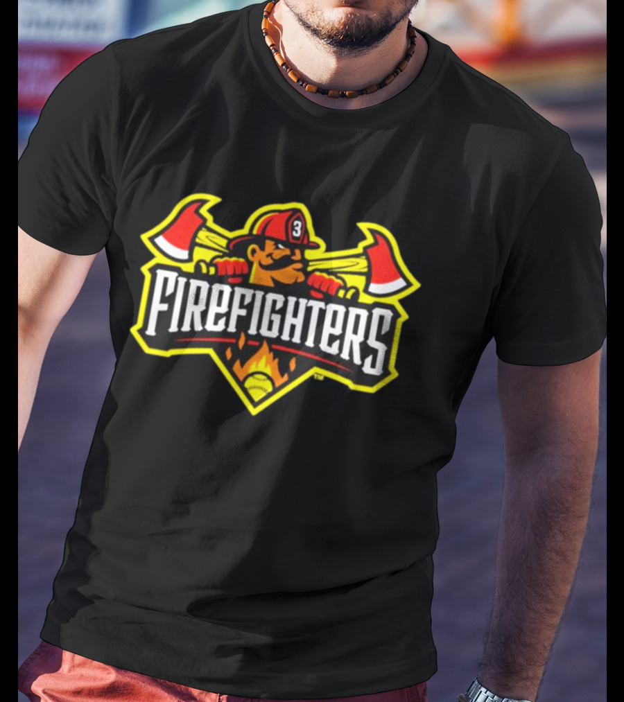 Firefighters Baseball Logo With Axes And Helmet T-Shirt