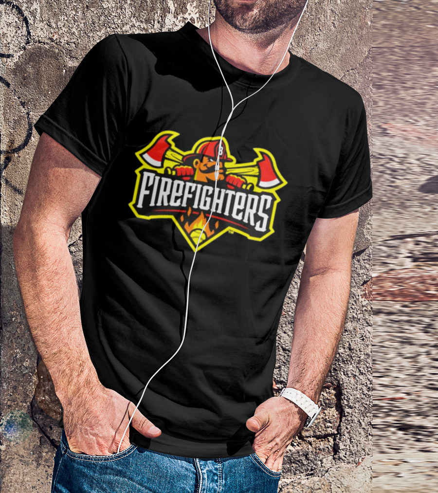 Firefighters Baseball Logo With Axes And Helmet T-Shirt