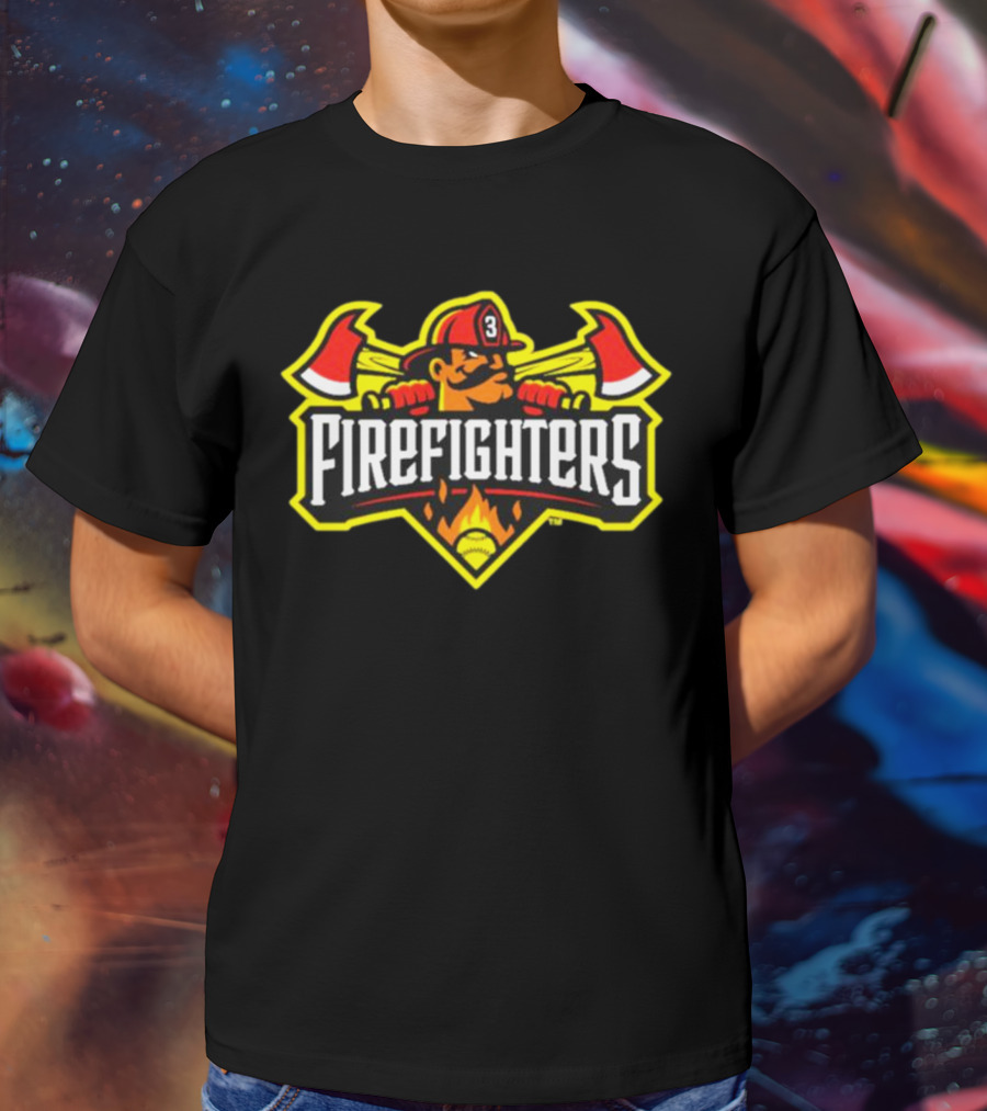 Firefighters Baseball Logo With Axes And Helmet T-Shirt
