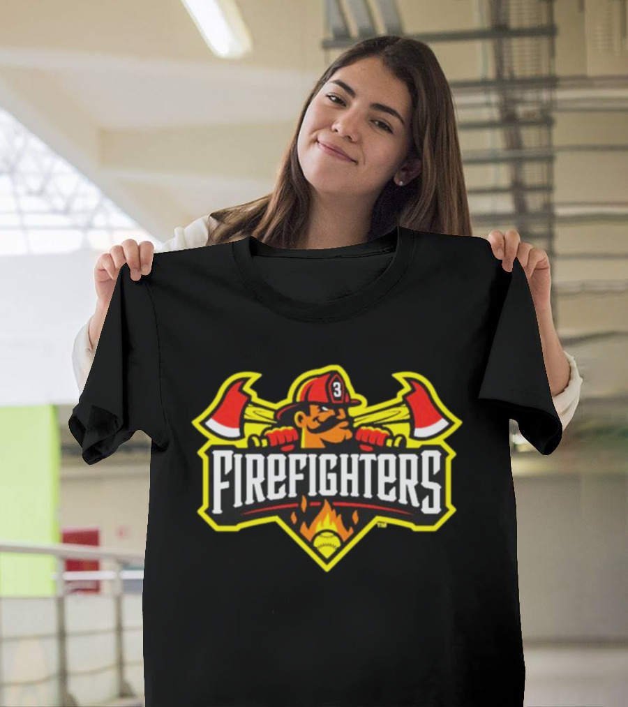 Firefighters Baseball Logo With Axes And Helmet T-Shirt