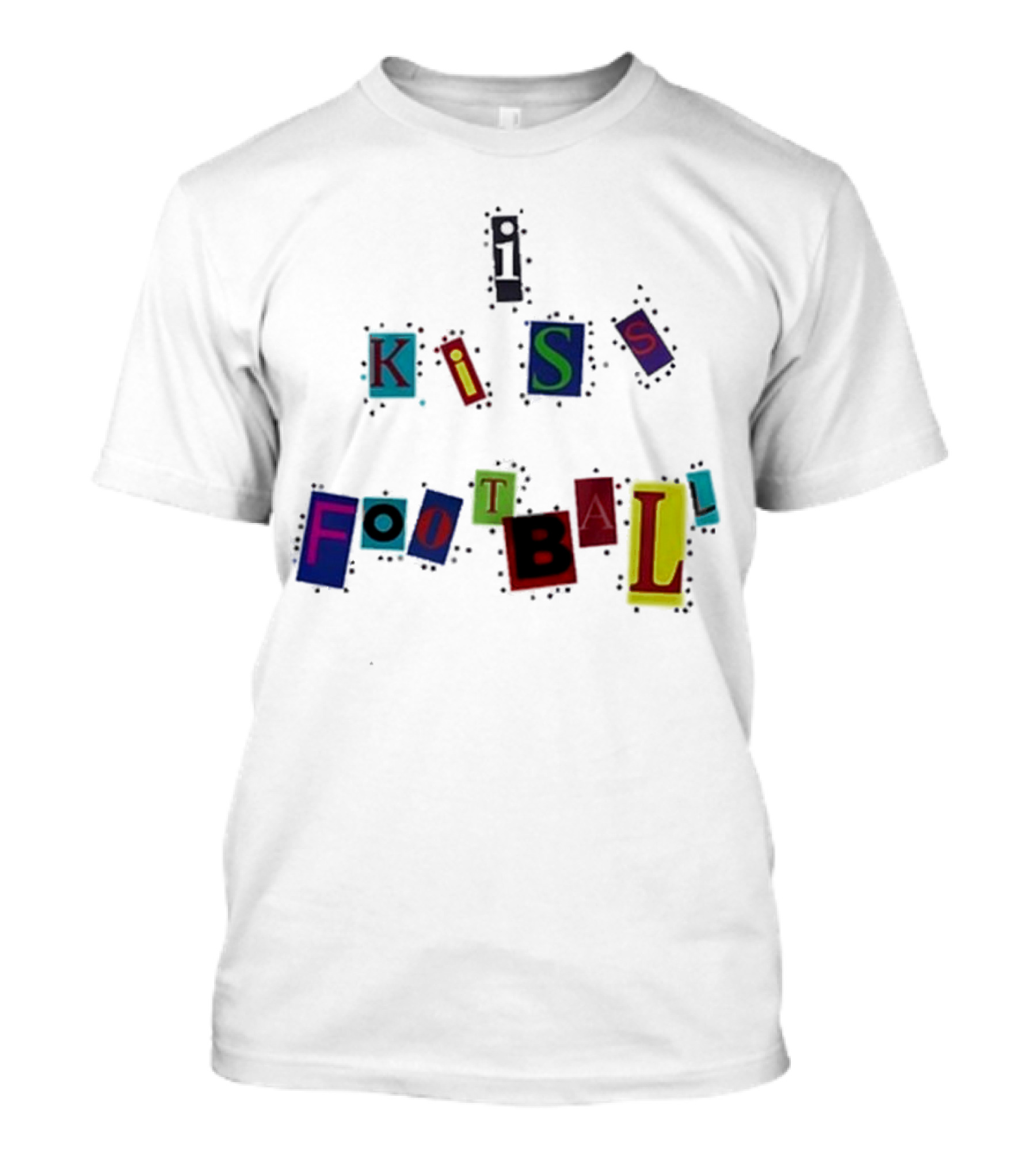 Nooruddean I Kiss Football Soccer Love Passion Bold Colorful Textured T-Shirt