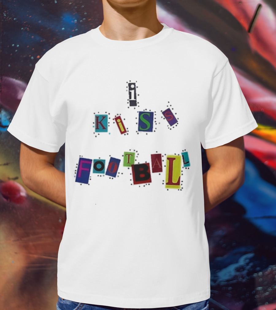 Nooruddean I Kiss Football Soccer Love Passion Bold Colorful Textured T-Shirt