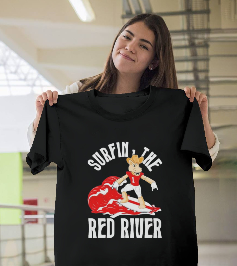 Surfin The Red River Rr Cowboy Surfboard Sports T-Shirt