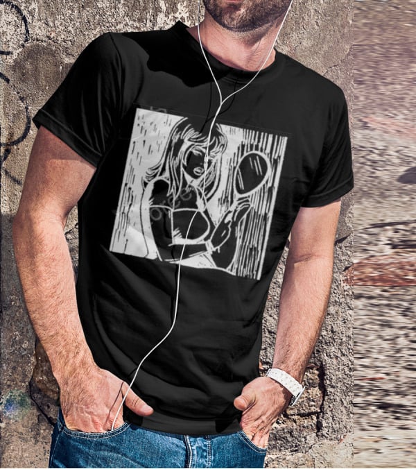 Billie Eilish Store Mirror Art Black And White Line Drawing Woman With Handheld Mirror T-Shirt