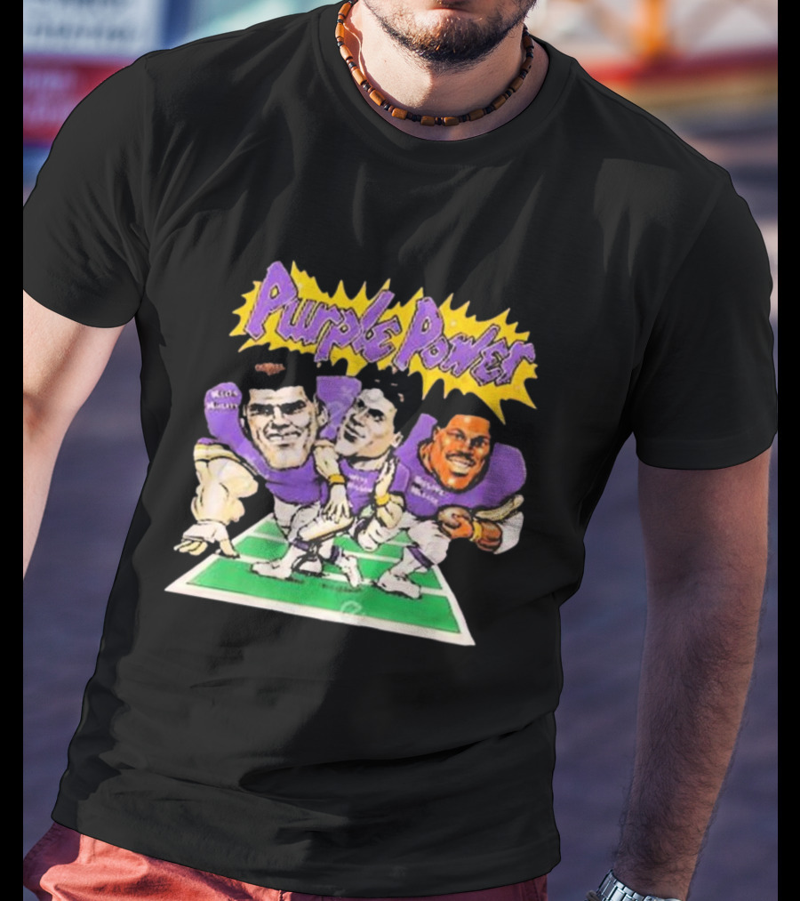 Purple Power Minnesota Vikings Cartoon Trio Caricature Football T-Shirt