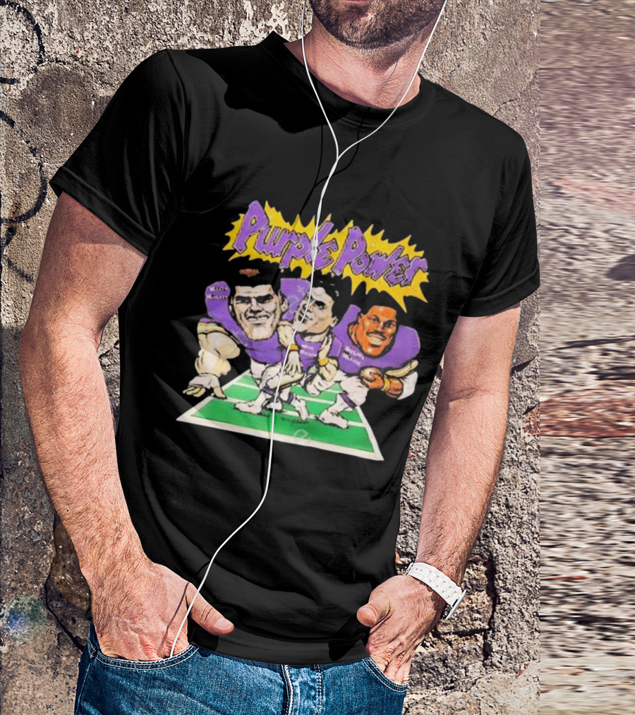 Purple Power Minnesota Vikings Cartoon Trio Caricature Football T-Shirt