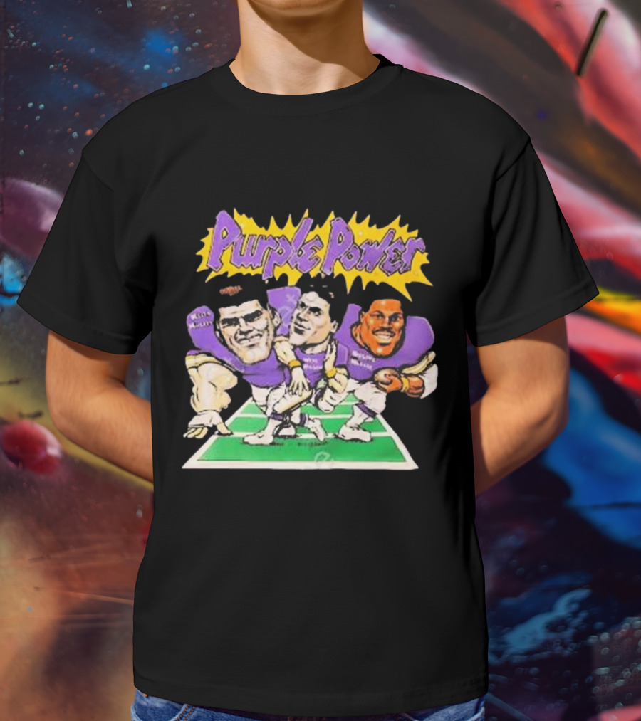 Purple Power Minnesota Vikings Cartoon Trio Caricature Football T-Shirt