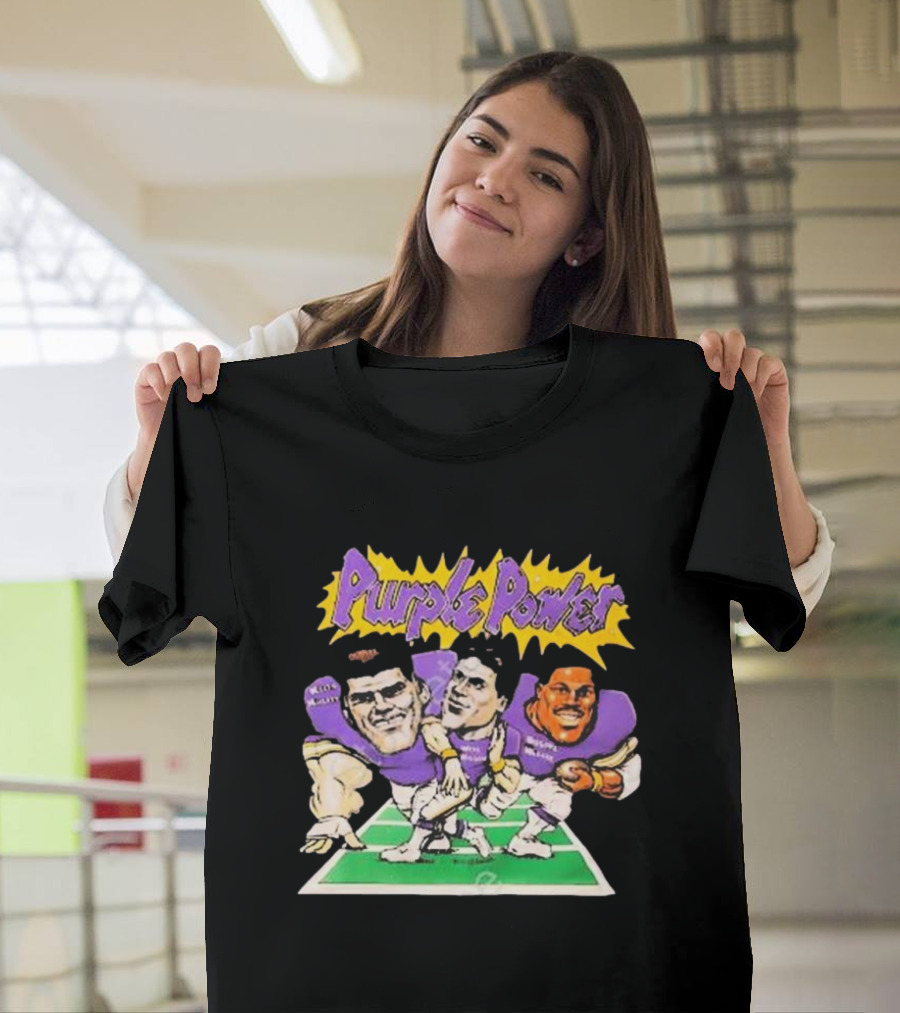 Purple Power Minnesota Vikings Cartoon Trio Caricature Football T-Shirt