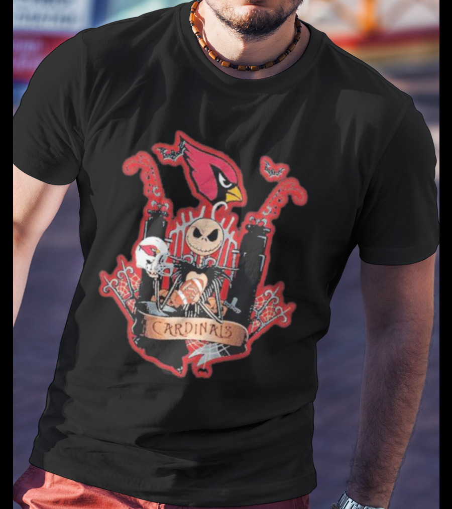 Jack Skellington Halloween Arizona Cardinals Fan T-Shirt