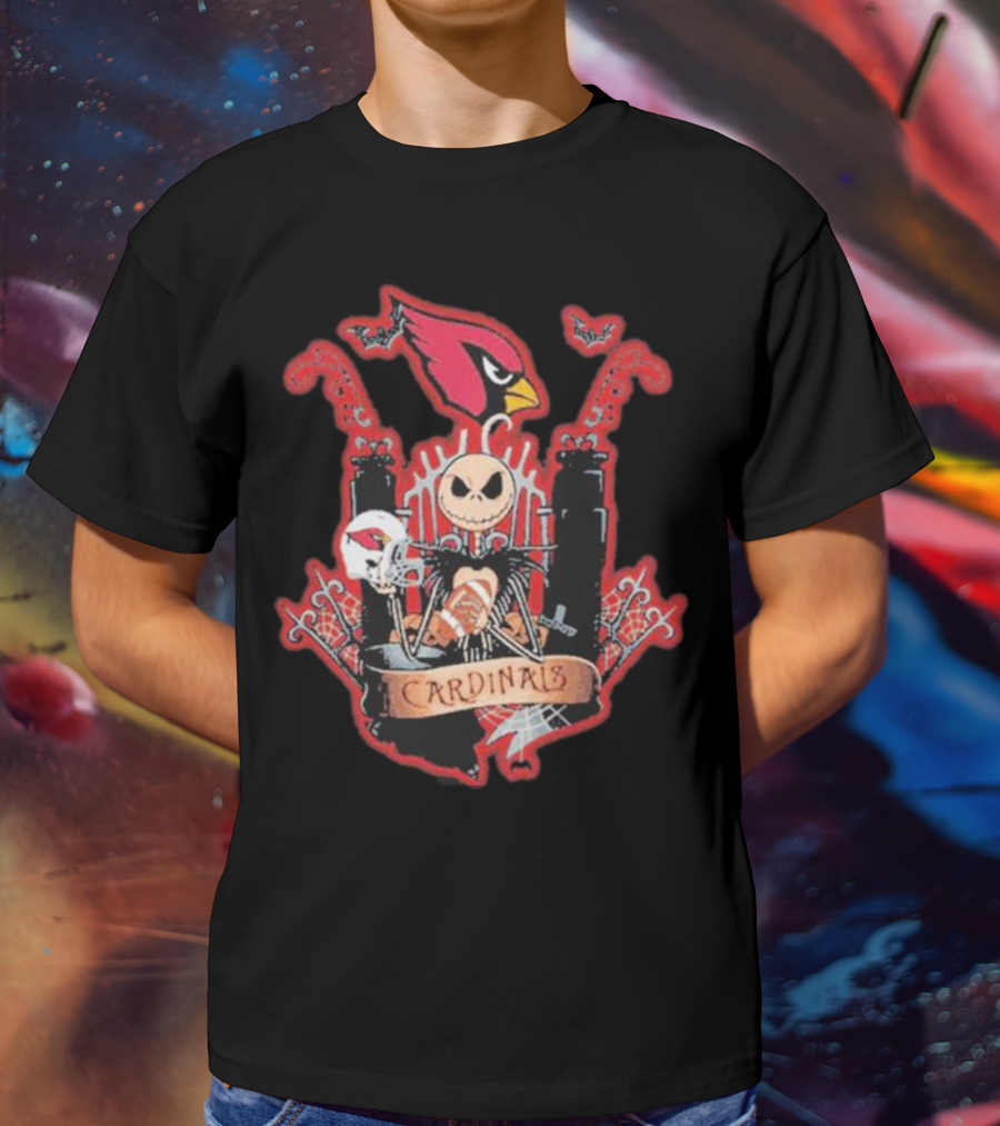 Jack Skellington Halloween Arizona Cardinals Fan T-Shirt