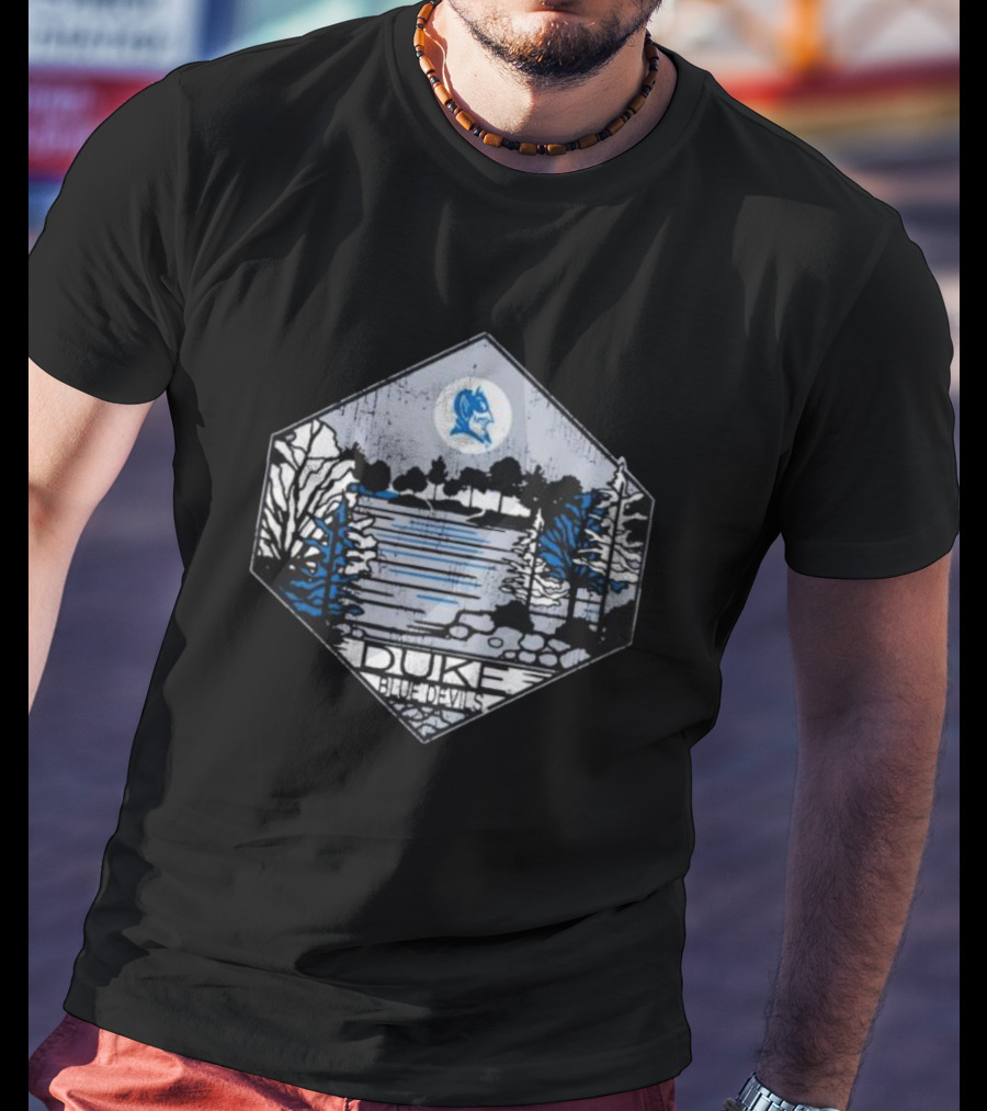 Duke Blue Devils Comfort Wash Hexagonal Landscape Sketch T-Shirt